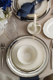 Kütahya Porselen Bone İlay 36 Parça 8 Kişilik Yemek Takımı Platin File 