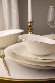 Kütahya Porselen Bone Rosa 52 Parça 12 Kişilik Yemek Takımı Altın File 