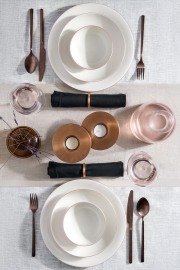 Kütahya Porselen Bone Zeugma 18 Parça 6 Kişilik Yemek Takımı Mat Bronz File 