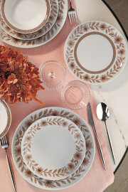 Kütahya Porselen Meadow Maroon 24 Parça 6 Kişilik Yemek Takımı 